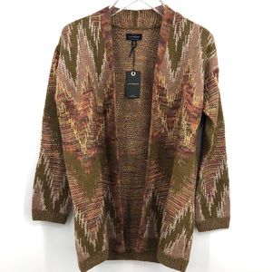 Lucky Brand Metallic Stitch Open Front Cardigan